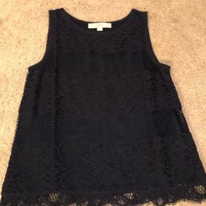 Loft navy sleeveless blouse XS petite